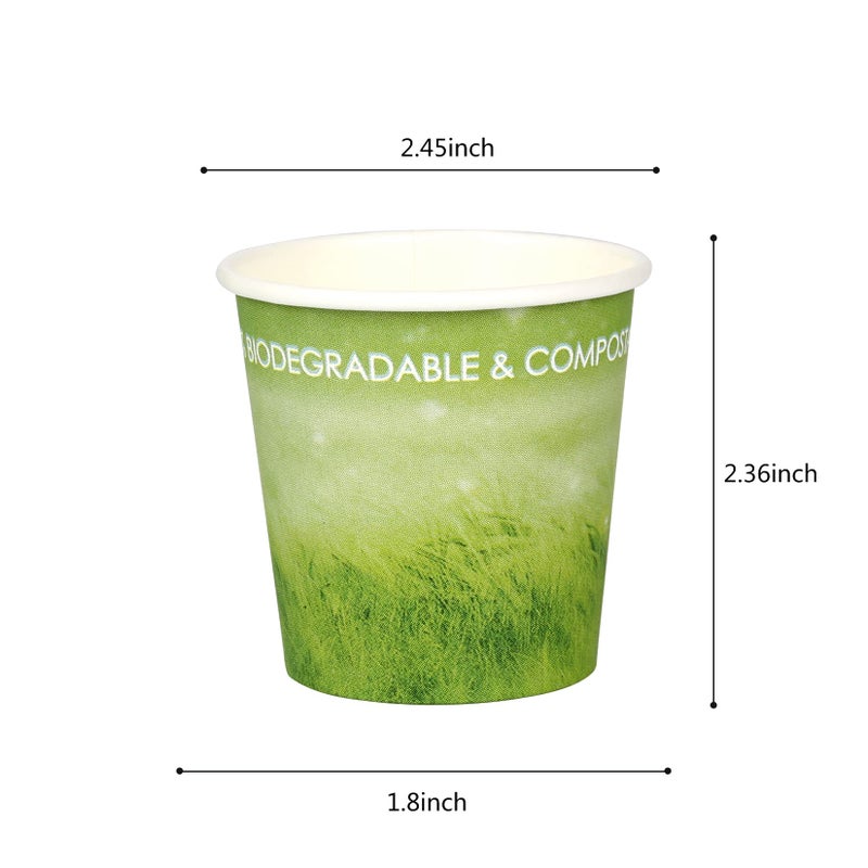 Yes Fresh Yes!Fresh 4oz Disposable Hot Beverage Small Paper Cups,Eco-friendly, Mini Paper cups for Parties, Picnics,Barbecues, Travel and Events (4 oz, 50 Count,Green) - Image 4